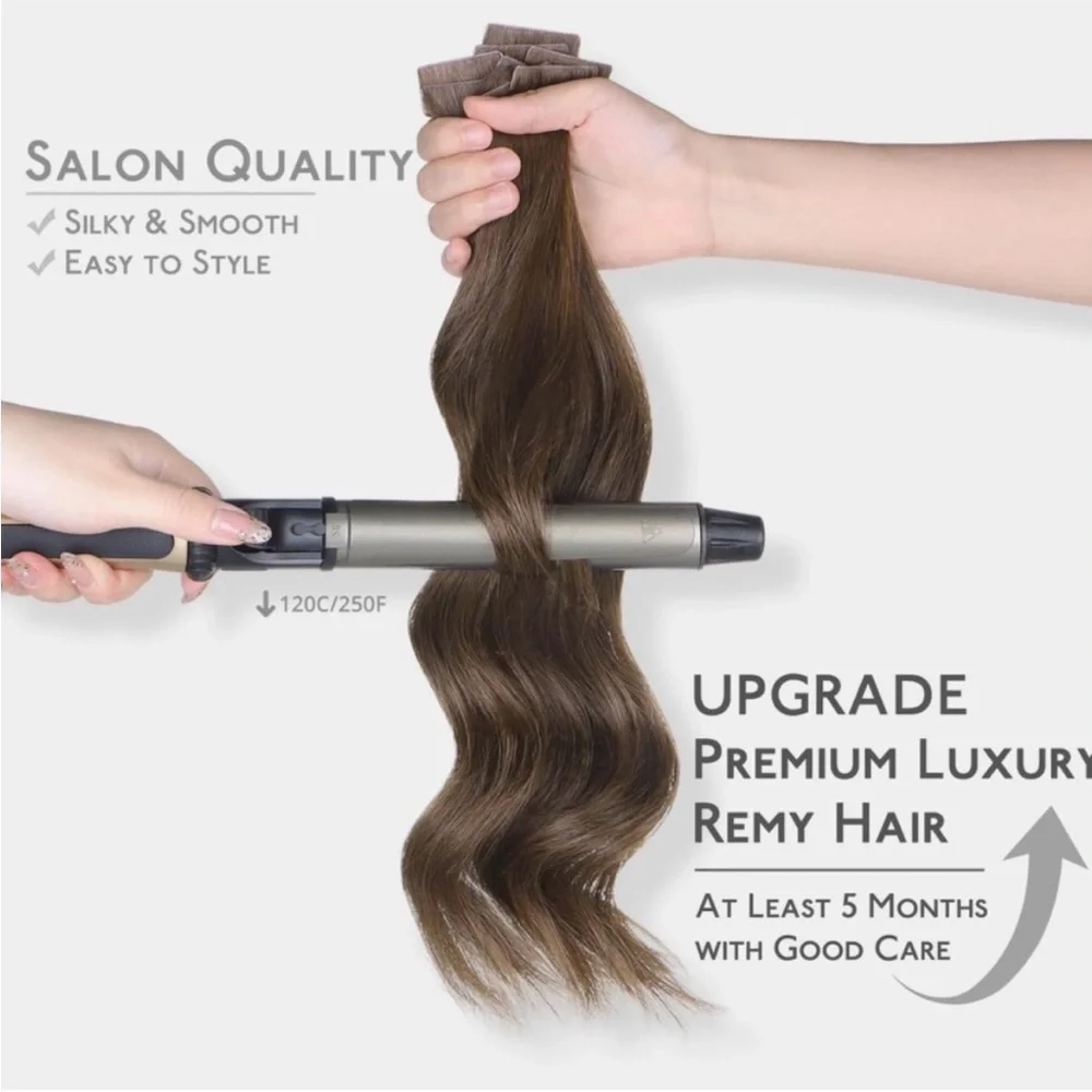 Wennalife Light Ash Brown Remy Human Hair 24 Inch Tape In Hair Extensions